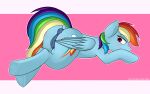  absurd_res animal_genitalia animal_pussy blue_body butt cutie_mark dock equid equine equine_pussy eyelashes female feral friendship_is_magic genitals hair hasbro hi_res jotapensfw looking_back lying mammal multicolored_hair multicolored_tail my_little_pony pegasus pink_eyes pussy rainbow_dash_(mlp) rainbow_hair rainbow_tail raised_tail wings 