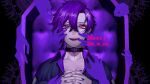  +_+ 1girl black_nails choker hair_ornament highres jewelry kamato_il original own_hands_together purple_eyes purple_theme ring sitting solo twitter_username upper_body 