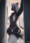  2022 anthro breasts female foxovh fur hair hi_res looking_at_viewer mammal mephitid multicolored_body multicolored_fur skunk smile solo two_tone_body two_tone_fur white_hair 