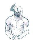  absol anthro anthrofied fur hi_res horn looking_at_viewer male mr._frenzy nintendo nipples nude pok&eacute;mon pok&eacute;mon_(species) pok&eacute;morph simple_background sketch skinny solo video_games white_background white_body white_fur 