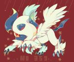  absol akadako animal_focus bright_pupils claws commentary_request dated_commentary fang feathered_wings hair_over_one_eye looking_at_viewer mega_absol mega_pokemon no_humans one-hour_drawing_challenge one_eye_covered open_mouth partial_commentary pokedex_number pokemon pokemon_(creature) red_background red_eyes running solo star_(symbol) starry_background white_hair white_pupils white_wings wings 