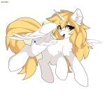  blonde_hair butterbit cutie_mark equid equine fan_character feathered_wings feathers female feral fur hair hasbro horn inner_ear_fluff mammal my_little_pony star_nai tuft white_body white_fur winged_unicorn wings yellow_eyes yellow_tail 