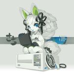  absurd_res anthro cable canid canine computer english_text female fox fur hi_res laptop machine magnetic_tape mammal sachi_the_spirit_fox solo text tysontan white_body white_fur 
