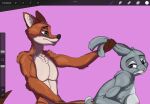  andromorph anthro bulkca1783 canid canine disney duo female fox fur grey_body grey_fur hi_res intersex judy_hopps lagomorph leporid male male/female mammal nick_wilde orange_body orange_fur rabbit simple_background zootopia 