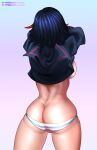  absurdres ass black_hair breasts from_behind highres indoors kill_la_kill lixsium matoi_ryuuko meme multicolored_hair panties red_hair ryuko_redraw_(meme) shirt short_hair standing streaked_hair striped striped_panties underwear undressing 