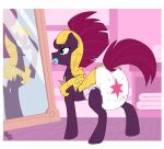  absurd_res armor cuddlehooves diaper digital_media_(artwork) equid equine eye_scar facial_scar female feral friendship_is_magic hair hasbro headgear helmet hi_res horn mammal mirror my_little_pony my_little_pony:_the_movie_(2017) pacifier pink_hair pink_tail purple_body scar signature smile solo standing tempest_shadow_(mlp) unicorn 