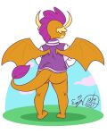 absurd_res anthro bottomless butt clothed clothing digital_media_(artwork) dragon erynerikard female friendship_is_magic hasbro hi_res jacket letterman_jacket my_little_pony rear_view smolder_(mlp) solo spread_wings thigh_gap topwear wings 
