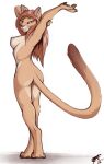 anthro blue_eyes breasts cougar digitigrade felid feline female lizet mammal nipples nude simple_background solo white_background 