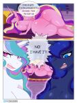  absurd_res anthro anthrofied big_butt breasts butt dialogue english_text equid equine friendship_is_magic genitals group hi_res holaxes horn mammal my_little_pony nude princess_cadance_(mlp) princess_celestia_(mlp) princess_luna_(mlp) pussy sibling sister sisters text trio winged_unicorn wings 