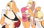  anthro big_breasts blonde_hair breasts clothing female hair hi_res lagomorph lemonbizate_(artist) leporid lola_bunny looney_tunes mammal one_breast_out panties rabbit side-tie_panties simple_background solo underwear warner_brothers white_background 