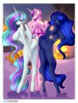  absurd_res anthro anthrofied ass_to_ass breasts equid equine female friendship_is_magic group hi_res holaxes horn mammal my_little_pony nude princess_cadance_(mlp) princess_celestia_(mlp) princess_luna_(mlp) sibling sister sisters trio winged_unicorn wings 