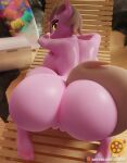  3d_(artwork) anthro big_butt butt digital_media_(artwork) equid equine female genitals hasbro huge_butt looking_at_viewer looking_back looking_back_at_viewer mammal my_little_pony nude pussy sfrogue solo tail_aside 