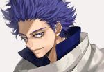  1boy boku_no_hero_academia looking_at_viewer male_focus mkm_(mkm_storage) portrait purple_eyes purple_hair shinsou_hitoshi signature simple_background solo white_background 