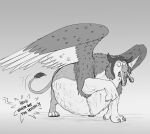 avian beak belly big_belly black_and_white diego_(thatgryphonguy) feral feral_pred feral_prey group gryphon gryphon_pred hi_res horse_prey male male_pred monochrome mythological_avian mythology oral_vore thatgryphonguy unwilling_prey vore wings 