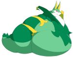  absurd_res ambiguous_gender belly bodily_fluids feral green_belly green_body hi_res leaf_tail morbidly_obese nintendo obese overweight pok&eacute;mon pok&eacute;mon_(species) red_eyes reptile scalie serperior solo sweat video_games zephy_03 