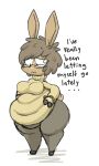  2017 anthro belly big_belly breasts cervid clothing digital_media_(artwork) ellie_(maddeku) english_text eyewear female glasses maddeku mammal overweight overweight_female solo sweater text thick_thighs topwear wide_hips 