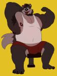  big_biceps big_nipples big_pecs bulge canid canine canis clothing collar exercise facial_hair flexing flexing_bicep hair hi_res invalid_tag looking_at_viewer male mammal musclegut muscular nipples paws pecs shirt solo tail tank_top tcw tongue tongue_out topwear wolf workout 