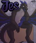  absurd_res alley anthro black_body blue_penis dragon erection genitals graffiti hi_res licking licking_lips male penis pinup pose solo thatblackfox_(artist) tongue tongue_out wings 