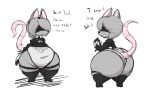  2017 anthro big_butt blindfold butt dialogue elisa_(maddeku) english_text female huge_butt huge_hips huge_thighs humor hyper hyper_butt maddeku mammal murid murine nier_automata rat rodent sketch solo text thick_thighs wide_hips 