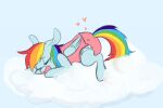  &lt;3 2015 ambiguous_gender archived_source clothed clothing cloud diaper digital_drawing_(artwork) digital_media_(artwork) feral friendship_is_magic hasbro lying monsterbunny my_little_pony onesie pacifier rainbow_dash_(mlp) simple_background sleeping solo 