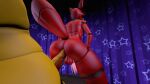  acura_(artist) anal animated animatronic balls bouncing_balls chica_(fnaf) curtains duo five_nights_at_freddy&#039;s foxy_(fnaf) genitals intersex intersex/male machine male penis red_balls robot scottgames swinging_penis video_games 