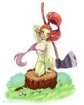  allanel axe female gift goblin hair hi_res humanoid melee_weapon monster_girl_(genre) orange_hair scar solo weapon 