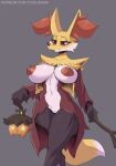  anthro breasts canid canine cooliehigh delphox female fur genitals hi_res inner_ear_fluff mammal nintendo nipples nude pok&eacute;mon pok&eacute;mon_(species) pussy smile solo tuft video_games 