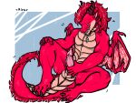  bodily_fluids claws dragon entropy_(billeur) erection feral fur genital_fluids genitals hi_res horn looking_at_viewer male membrane_(anatomy) membranous_wings penis pink_penis precum red_body red_fur red_scales scales scalie simple_background smile smirk solo western_dragon wings 