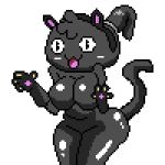  anthro big_breasts big_butt black_body black_fur breasts butt clothing cute_expression domestic_cat felid feline felis female fur gloves handwear hi_res mammal sadie solo theredclaw 