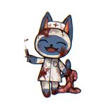  animal_crossing anthro blood blood_on_clothing blood_on_face bodily_fluids clothing domestic_cat eyes_closed felid feline felis female gantan gore guts mammal mitzi_(animal_crossing) nintendo nurse_clothing nurse_uniform organs solo syringe uniform video_games 