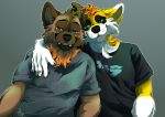  anthro canid canine canis couple_(disambiguation) duo german_sheprd happy holding_(disambiguation) jase male male/male mammal paintover serialdad wolf 