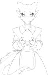  anthro black_and_white blush bodily_fluids claws clothed clothing conditional_dnp crocodile_skink digital_media_(artwork) egg female hi_res kobold lizard looking_at_viewer maid_uniform monochrome obsius_(paledrake) red-eyed_crocodile_skink reptile scales scalie simple_background sketch skink solo sweat topwear uniform w4g4 white_background 