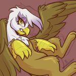  beak brown_body brown_feathers eyelashes feathered_wings feathers female feral friendship_is_magic gilda_(mlp) grin half-closed_eyes hasbro hi_res lidded_eyes my_little_pony narrowed_eyes pose shyshyoctavia smile solo white_body white_feathers wings yellow_eyes 