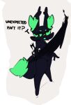  absurd_res anthro black_body canid canine character_request dialogue female fox foxialewd green_body hand_on_hip hi_res looking_at_viewer mammal multicolored_body narrowed_eyes small_waist solo unknown_character 
