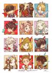  6+boys 6+girls afro_puffs agate_(tongari_boushi_no_atelier) angel_wings animal_ears aqua_hair black_hair bow bowtie brushbug coco_(tongari_boushi_no_atelier) coustas_(tongari_boushi_no_atelier) cow_boy cow_horns cow_tail dark-skinned_female dark-skinned_male dark_skin demon_horns demon_tail demon_wings english_text eolio_ezret eunie_(tongari_boushi_no_atelier) green_eyes hair_over_eyes halloween halloween_costume halo head_fins highres horns ininia_(tongari_boushi_no_atelier) jujy_(tongari_boushi_no_atelier) multiple_boys multiple_girls official_art olruggio_(tongari_boushi_no_atelier) pink_hair pointy_ears qifrey_(tongari_boushi_no_atelier) riche_(tongari_boushi_no_atelier) shirahama_kamome skull stitched_face stitched_neck tail tartah_(tongari_boushi_no_atelier) tethia_(tongari_boushi_no_atelier) tongari_boushi_no_atelier vampire_costume werewolf_costume white_hair wings wolf_boy wolf_ears 
