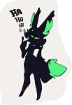  anthro black_body canid canine character_request dialogue female fox foxialewd green_body hand_on_hip hand_on_mouth laugh looking_at_viewer mammal multicolored_body raised_finger small_waist solo unknown_character 
