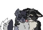  blep bust_portrait canid canine canis darja_(character) duo embrace enfield female feral friends happy hi_res hug invalid_tag licking male mammal neck_tuft portrait reuklef_(character) sorajona tail_motion tailwag tongue tongue_out tuft wolf 