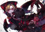  1boy androgynous animal_ears blonde_hair bow cat_boy cat_ears cat_pillow cat_tail demon_boy demon_wings eita_789 halo highres nail_polish original pillow red_eyes ribbon stuffed_animal stuffed_toy tail tail_bow tail_ornament thighhighs white_background wings 