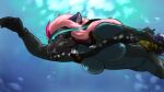  anthro breasts bubble canid clothing colored digital_media_(artwork) diving eyewear female fur gloves goggles granatloncat hair handwear mammal marine navy pink_hair scuba solo tight_clothing underwater water wetsuit 