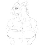  anthro audunor big_breasts breasts clydesdale divadale_(snakedakyoot) draft_horse ear_piercing equid equine female horse mammal muscular muscular_female piercing solo 