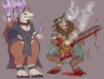  anthro bandage blood bodily_fluids capreoline cervid chainsaw clydesdale divadale_(snakedakyoot) draft_horse duo equid equine female halloween hi_res holidays hooves horse mammal moose power_tool sigrid_(snakedakyoot) snakedakyoot thick_thighs tools widehips 