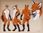  2013 anthro black_fur blue_eyes canine curled_tail digitigrade fadzai featureless_crotch fox fur male mammal nude open_mouth orange_fur simple_background solo standing white_fur 