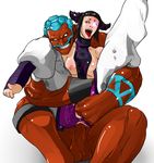  anal ass_juice blue_hair capcom feet hakan han_juri highres oil orange_skin red_skin street_fighter street_fighter_iv super_street_fighter_iv toeless_socks toes 