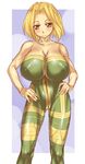  artist_request bangs bare_shoulders blonde_hair blush body_paint bodypaint breasts cameltoe cleavage erect_nipples false_clothes female final_fantasy final_fantasy_tactics hands_on_hips head_tilt horny huge_breasts inverted_nipples looking_at_viewer monk monk_(fft) naughty nipples painted_clothes pussy_juice red_eyes shiny short_hair smile solo thigh_gap thighs wet 