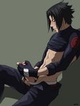  black_hair blush male masturbate masturbation naruto penis sitting solo uchiha_sasuke uncensored 