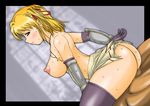  arched_back artist_request ass blonde_hair blue_eyes blush breasts censored cross gauntlets girl_on_top large_breasts lord_knight ragnarok_online sex short_hair skirt smile solo_focus straddling sweat thighhighs twintails vaginal 