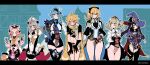 1boy 6+girls absurdres aether_(genshin_impact) ahoge animal_ear_fluff animal_ears armor bar_censor barbara_(genshin_impact) black_hair black_hairband blonde_hair blue_eyes blue_hair blush bottomless bow breasts bulge cat_ears censored commentary_request condom condom_on_penis cum cup diona_(genshin_impact) erection erection_under_clothes eula_(genshin_impact) futanari genshin_impact gloves grey_hair hair_between_eyes hair_bow hairband hat highres holding holding_cup holding_wallet jean_(genshin_impact) jean_(gunnhildr&#039;s_legacy)_(genshin_impact) large_penis long_hair looking_at_another looking_at_viewer medium_breasts mirin_chikuwa mona_(genshin_impact) multiple_girls navel noelle_(genshin_impact) pauldrons penis pink_hair short_hair shoulder_armor single_pauldron standing testicles thighhighs twintails used_condom used_condom_on_penis wallet witch_hat yellow_eyes 