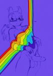  absurd_res anthro balls equid equine erection eyebrows front_view genitals hair hi_res horse humanoid_genitalia humanoid_penis lgbt_pride looking_aside male mammal oselotti partially_colored penis ponytail pride_colors simple_background sketch solo square_glasses 