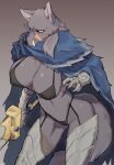  absurd_res anthro big_breasts blaidd_(elden_ring) breasts buta99 canid canine canis clothing elden_ring female fromsoftware fur hi_res mammal scar smile solo video_games weapon wolf 
