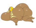  anthro big_breasts big_butt biped blonde_hair breasts brown_body brown_scales butt capcom dragon elder_dragon female genitals green_eyes hair half-closed_eyes horn huge_breasts huge_butt hyper hyper_breasts kulve_taroth looking_back lying monster_hunter narrowed_eyes obese obese_anthro obese_female on_front overweight overweight_anthro overweight_female pussy rear_view scales scalie simple_background solo striped_body striped_scales stripes thick_thighs vandrya_draesia vdisco video_games white_background 